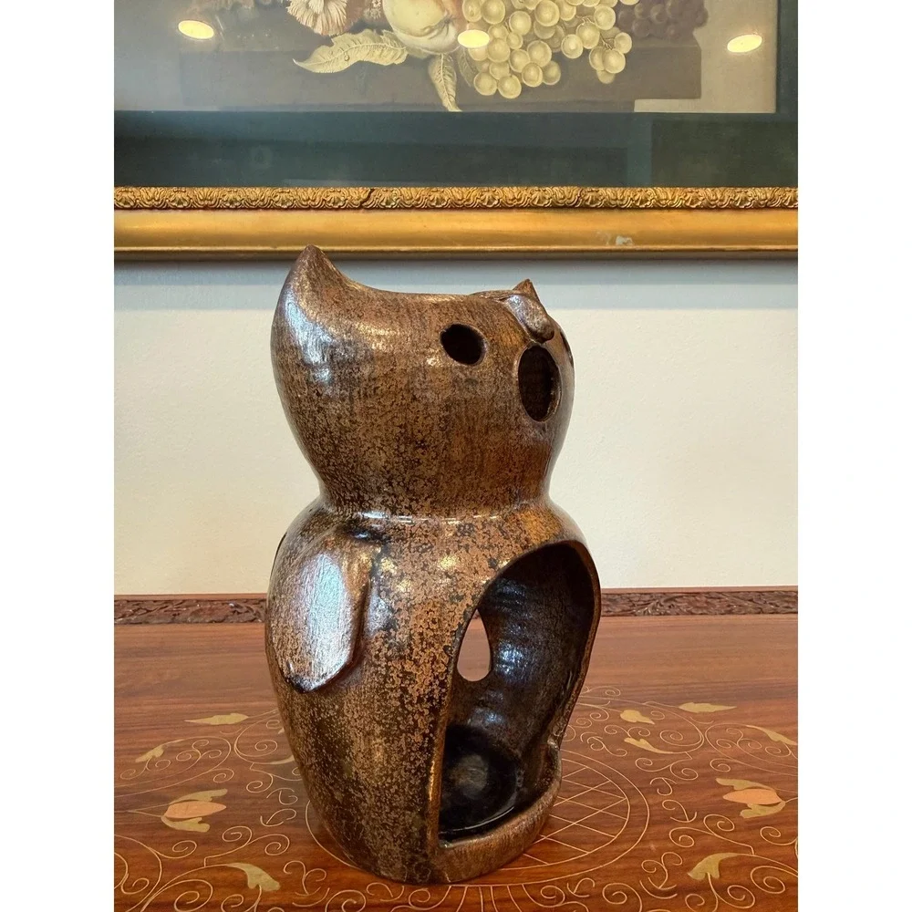 Vintage A.R. Cole‎ Pottery Owl Lantern, Sanford NC Studio Pottery